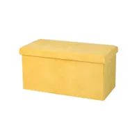 banc de rangement pliable en velours kube - jaune - l 76 x p 37,5 x h 37,5 c