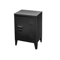 petit casier noir de bureau avec 1 porte, style industriel - dimensions 40x30xh57cm
