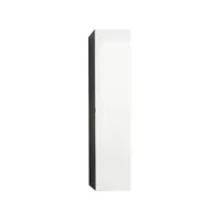 colonne de salle de bain suspendue 1 porte blanc brillant et anthracite ibiza 140 cm