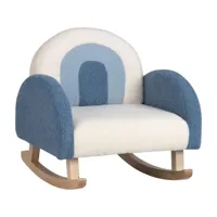 costway fauteuil à bascule enfant, fauteuil en peluche moderne avec pieds en bois de peuplier à bascule massif, design anti-renversement, aspect mignon, pour enfant de 3 à 5 ans (bleu)