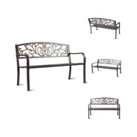 giantex banc de jardin en fer + acier banquette de jardin 2 places meuble pour parc terrasse balcon 127 x 60 x 85 cm bronzé