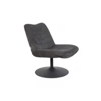 bubba - fauteuil lounge en velours gris anthracite