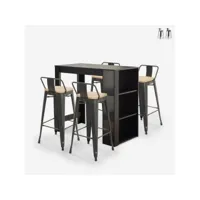 table haute de bar noir + 4 tabourets style tolix et dossier cruzville ahd amazing home design