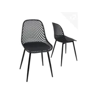 lot de 2 chaises de cuisine design ajouré seli (noir)