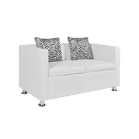 canapé fixe 2 places  canapé scandinave sofa similicuir blanc meuble pro frco72771
