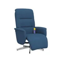 fauteuil inclinable de massage avec repose-pieds, fauteuil de relaxation, chaise de salon bleu tissu fvbb10966 meuble pro