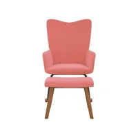 fauteuil salon - fauteuil à bascule avec repose-pied rose velours 61x78x98 cm - design rétro best00005073934-vd-confoma-fauteuil-m05-2417