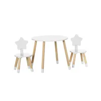 ensemble table et chaises enfant design scandinave motif étoile bois pin mdf blanc