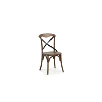 chaise bois métal marron 45x42x90cm - bois-métal - décoration d'autrefois