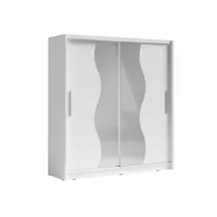 armoire collection bahia, 2 portes coulissantes avec miroirs, penderie intégrée coloris blanc. 205cm