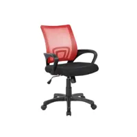 chaise de bureau lismore, chaise de travail en maille avec accoudoirs, siège de bureau ergonomique, 59x54h90/100 cm, noir et rouge 8052773853774