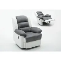 fauteuil relax buckingham - 85 x 93 x 100 cm - blanc - gris clair