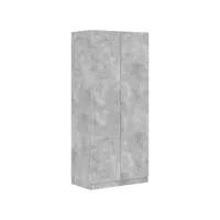 armoire de rangement - garde-robe - armoire penderie gris béton 90x52x200 cm aggloméré pewv82601 meuble pro