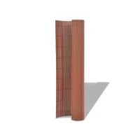 clôture de jardin, paravent- cloison de séparation double face pvc 90 x 300 cm marron oce36822 meuble pro