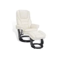 fauteuil de relaxation manuel avec repose-pieds - atlas - cuir blanc