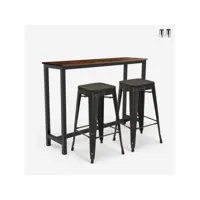 table haute 140x40 industrielle + 2 tabourets de bar tolix oakwood ahd amazing home design