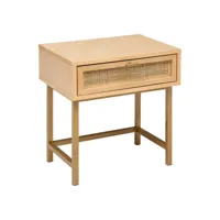 table d'appoint table de chevet 1 tiroir en bois et métal doré laiton h 50 cm - atmosphera
