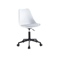 nordlys - chaise de bureau scandinave reglable base metal simili cuir blanc