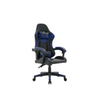 fauteuil gamer en simili cuir noir et bleu pixel