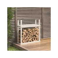 support pour bois de chauffage porte-bûches - abri de stockage pour jardin - blanc 110x35x108,5cm bois de pin meuble pro frco69865