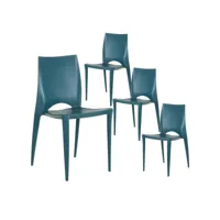 rofa - lot de 4 chaises empilables polypropylène bleu