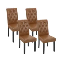4xchaises de salle à manger en similicuir,chaise de cuisine avec dossier haut,pieds en bois,marron