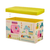 tabouret coffre boîte jouet pouf rangement enfant jaune helloshop26 13_0002763_2