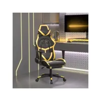 fauteuil gamer chaise de bureau - fauteuil de jeu avec repose-pied noir et doré similicuir meuble pro frco67017