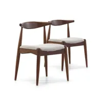pack 2 chaises corzo, couleur noyer, bois massif, 52,5 cm x 50 cm x 74.5 cm i20050
