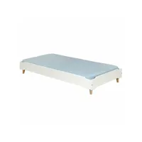 pack lit avec pieds et matelas jelly   blanc 90x190 cm