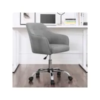 songmics fauteuil de bureau, chaise pivotanteconfortable, siège ergonomique, réglable en hauteur, charge 120 kg, cadre enacier, tissu imitation lin, pour bureau, gris obg019g01