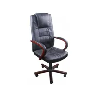 fauteuil chaise de bureau noir bois ergonomique classique luxe helloshop26 0502010