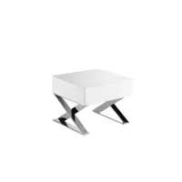 table de chevet en bois blanc et acier chromé