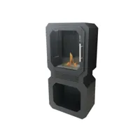 cheminée bioethanol d'éxterieur design avec deux volumes séparés de forme carrée musia