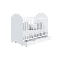 lit bébé  junior 60 x 120 cm  -  -sommier , matelas et tiroir inclus blanc - blanc