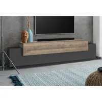 meuble tv dmirand, buffet bas de salon, meuble tv, 100% made in italy, 200x45h52 cm, anthracite et érable 8052773867610