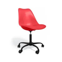 chaise de bureau avec roulettes - chaise de bureau pivotante - structure noire tulip rouge