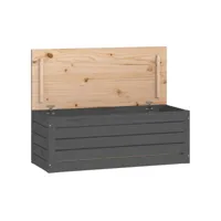 boîte de rangement, banc de rangement gris 89x36,5x33 cm bois massif de pin pewv60915 meuble pro