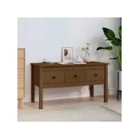 table basse table de salon  bout de canapé marron miel 102x49x55 cm bois massif de pin meuble pro frco96007