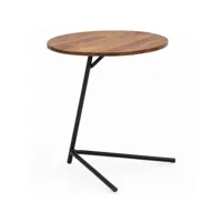 finebuy table d'appoint bois massif  métal sheesham 40 x 46 x 40 cm table basse salon  bout de canapé est - table de salon - table en bois rond