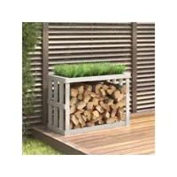 porte-bûches d'extérieur abri de stockage pour jardin - blanc 108x52x74 cm bois massif de pin meuble pro frco57225