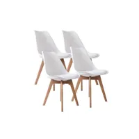 lot de 4 chaises de salle à manger lagom blanc bois naturel style scandinave