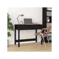 bureau avec tiroirs bureau informatique - table de bureau noir 100x50x78 cm bois massif de pin meuble pro frco13884