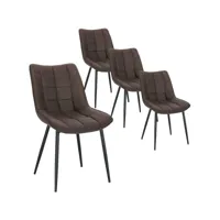 lot de 4 chaisess de salle à manger chaises de cuisine  en tissu scientifique + métal-brun foncé