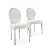 lot de 2 chaises médaillon louis xvi simili (p.u) blanc