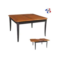 table carrée 120 cm, 1 rallonge intégrée, merisier massif tra-5705mdn