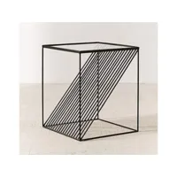 table d'appoint metallica en métal noir et verre 45 cm azura-42611