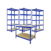 3 x etagères 90 cm & 1 etabli de travail bleu - q-rax 7001(3)#7003