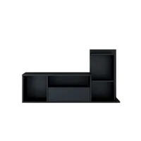 homemania meuble tv sumatra - avec des étagères - de salon - noir en bois, 120 x 30 x 65 cm