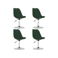 lot de 4 chaises pivotantes à manger chaises à dîner, chaises de cuisine vert foncé tissu qdtr10078
